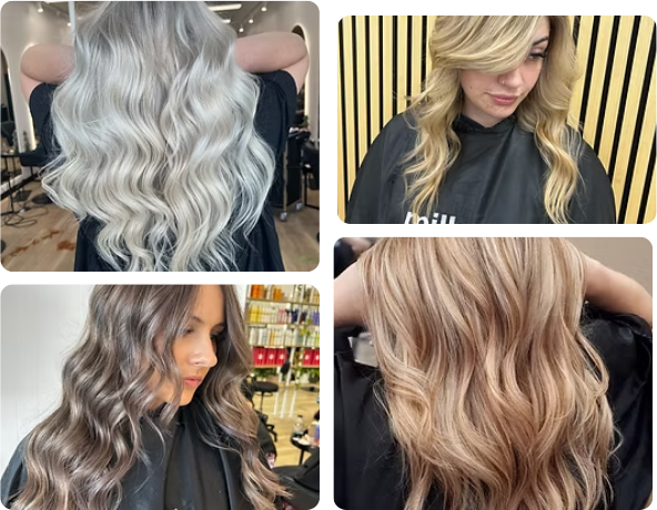 Full Head Long Foils – bright blonde highlights with soft finish