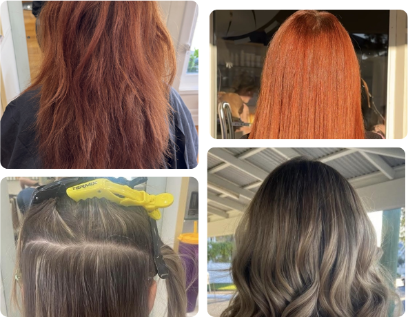 Keratin Extensions – stylist applying extensions at Hair By Sigrid