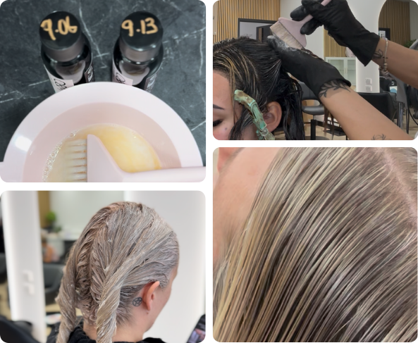 Hair Treatments – stylist applying deep conditioning treatment. Toners